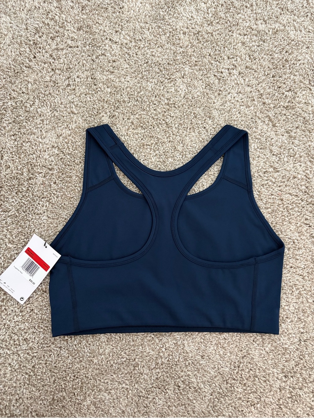 Nike Navy Blue Racerback Sports Bra with White Swoosh - Large - Picture 2 of 3